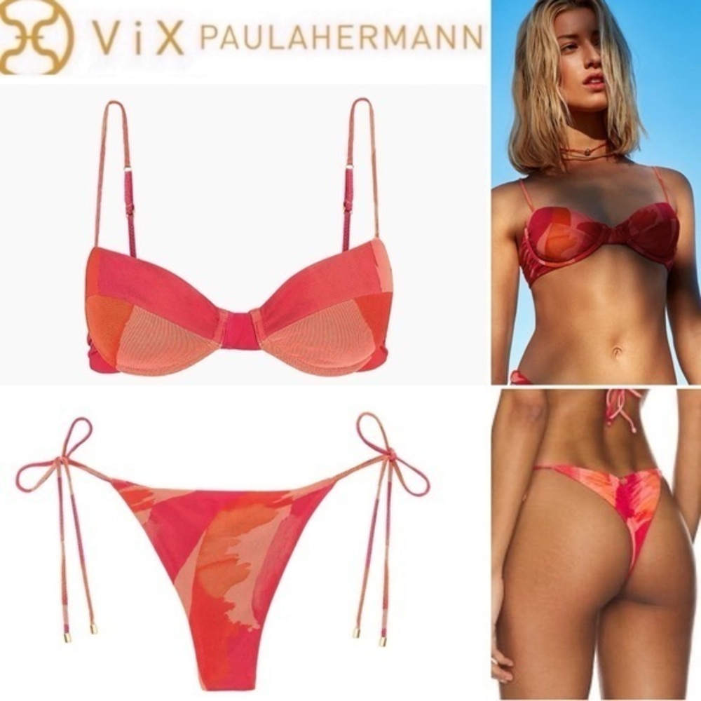 VIX Mesh Jennie Top sz L MeshTri-Aisha Tie Cheeky Bikini Bottoms sz M 266$
